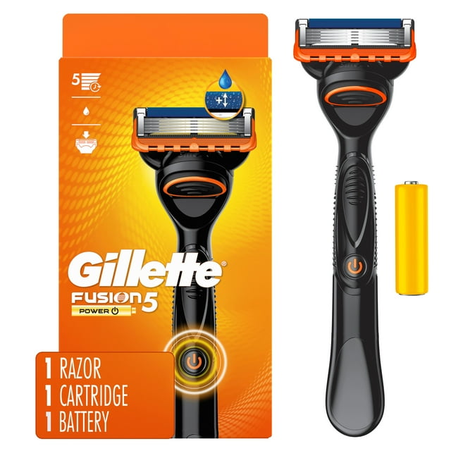 Gillette Fusion5 Power Shaving Razor for Men, 1 Power Razor Handle, 1 Razor Blade Refill, with Larger Lubrication Strip and Precision Trimmer for Men