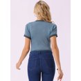 thumbnail image 4 of DARING DIVA Scoop Neck Slim Fit Ribbed Knit Sweater Tops S Grey Blue, 4 of 6