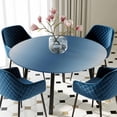 thumbnail image 5 of Elastic Fitted Round Tablecloth, Navy Blue Grey Ombre Waterproof Stretch Table Cover for 45"-54" Tables, Farmhouse Gradient Minimalist Washable Outdoor Tablecloths for Patio, Picnic, Camping, 5 of 9