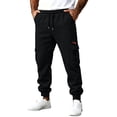 thumbnail image 4 of MXALUOB Men's Cargo Joggers Elastic Waist Drawstring Utility Winter Pants Solid Color Cinch Bottom Casual Trousers with Multi Pockets, 4 of 6