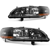 SCITOO Headlight Assembly Fit For Honda Accord 1998-2002 Headlamp Black Housing Amber Corner Clear Lens