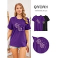 thumbnail image 4 of Xuanfei Women Dandelion Butterfly Print Short Sleeve Round Neck T-Shirt, 4 of 6
