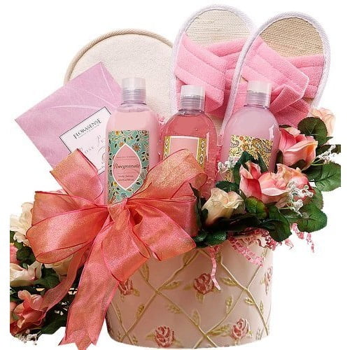 Perfectly Pampered Pink Spa Bath and Body Gift Basket Set