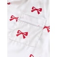 thumbnail image 6 of LMLYSoH Mommy and Me Matching Pajamas Bow Print Button Down Short Sleeve Lapel Tops Shorts Family Satin Sleepwear, 6 of 9