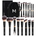 thumbnail image 1 of Set de brochas de maquillaje MAANGE, 16 unidades, con bolsa y caja de regalo, color negro, 1 of 8