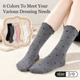 thumbnail image 4 of Bocaoying 6 Pcs Ruffle Cotton Socks for Women, Polka Dot Socks, Cute Lettuces Ankle Socks for Ladies, Breathable Lightweight Casual Socks for Outside, Dailywear, Black/Gray/Pink/White/Yellow, 6-8.5, 4 of 8