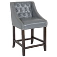 thumbnail image 1 of Carmel Series 24" High Transitional Tufted Walnut Counter Height Stool with Accent Nail Trim in Brown Fabric, 1 of 9