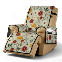 TSOVTHRID Floral Maple Leaf Print Recliner Slipcovers Non Slip Lazyboy Recliner Chair Cover Comfy Reclining Chair Covers with Storage Pocket Furniture Protector Cover for Living Room