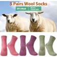 thumbnail image 2 of LEZMORE 5 Pairs Wool Socks for Women Gifts Winter Warm Thick Knit Cabin Cozy Crew Socks, 2 of 5