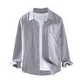 thumbnail image 1 of XDZJLR Mens Shirts Lapel Solid Soft And Comfortable Long Sleeve Shirts for Men, 1 of 4