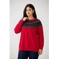 thumbnail image 3 of TIYOMI Women's Plus Size Crewneck Sweaters 4x Tribal Knitted Sweaters for Curvy Women Long Sleeve Icelandic Sweater Pullover Red Fall Winter Sweater Tops 4XL 24W 28W, 3 of 10