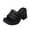 Black, variant on Slippers for Women,Ladies Fashion Summer Solid Leather Open Toe Square Head Thick High Heel Sandals,Womens Slippers,Brown,6.5