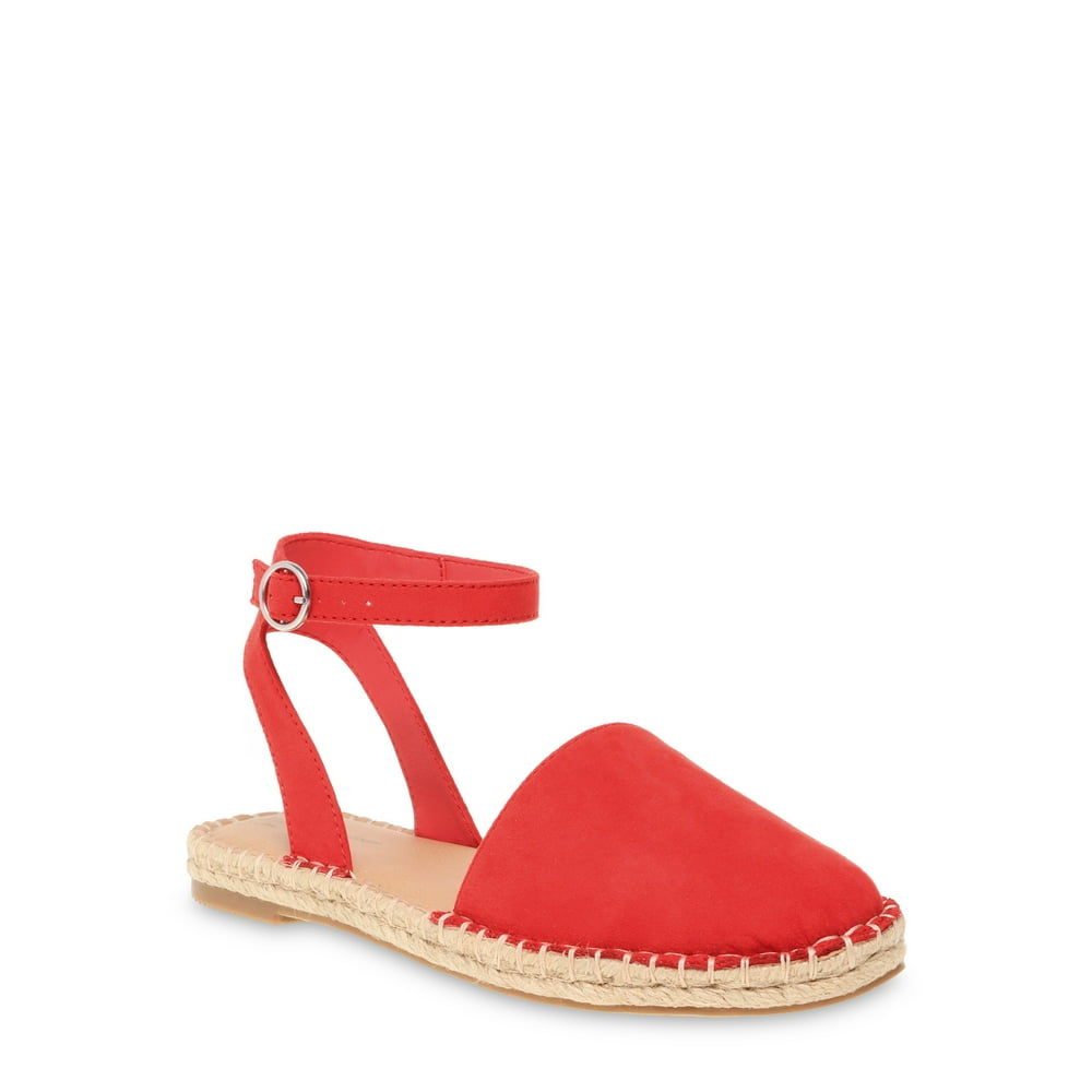 time and tru women's ankle strap espadrille flats