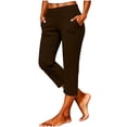 thumbnail image 7 of BLVB Women Fold over Capri Pants Low Rise Workout Yoga Leggings Stretch Soft Lounge Cropped Capris with Pockets, 7 of 7