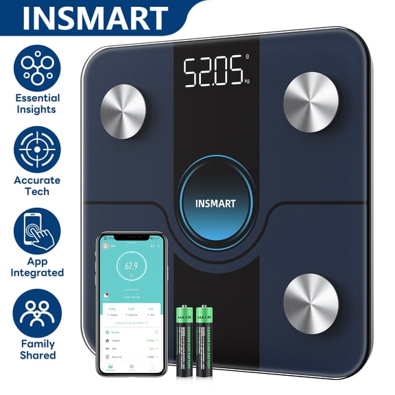 INSMART Body Weight Scale,Smart Scale for Body Weight,Digital Bathroom Scale with BMI,Bluetooth Body Fat Scale,14 Body Composition Analyzer with Fitness APP Sync,400lbs