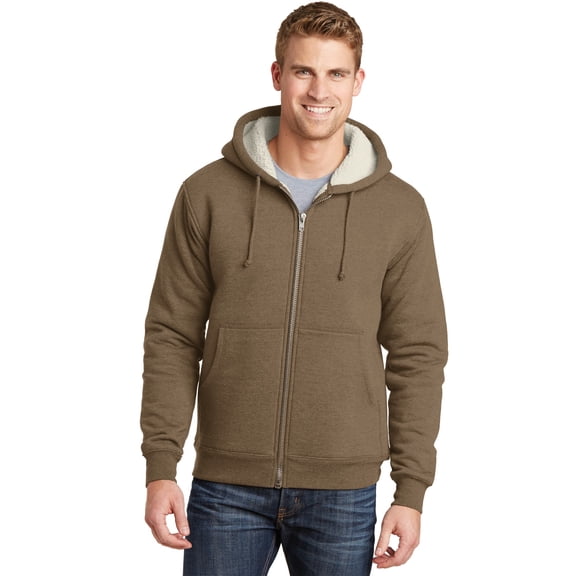 CornerStone Men's Heavyweight Sherpa Lined Hooded Fleece Jacket_Brown_2XL