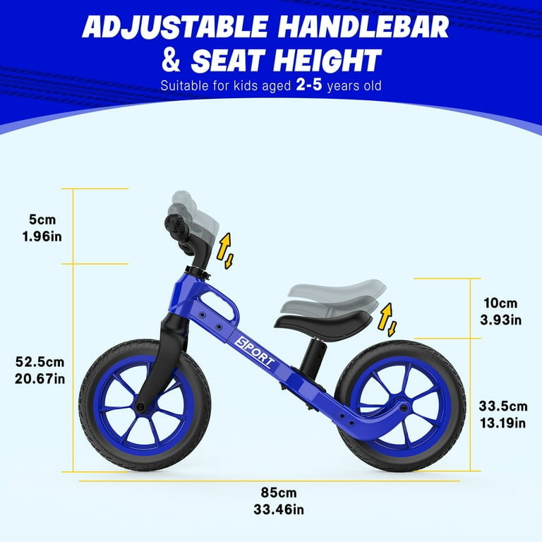 Shininglove Upgraded Balance Bike with Adjustable Seat Handlebar Height for 2 5 Yrs Boys Girls Training Bike Blue Walmart