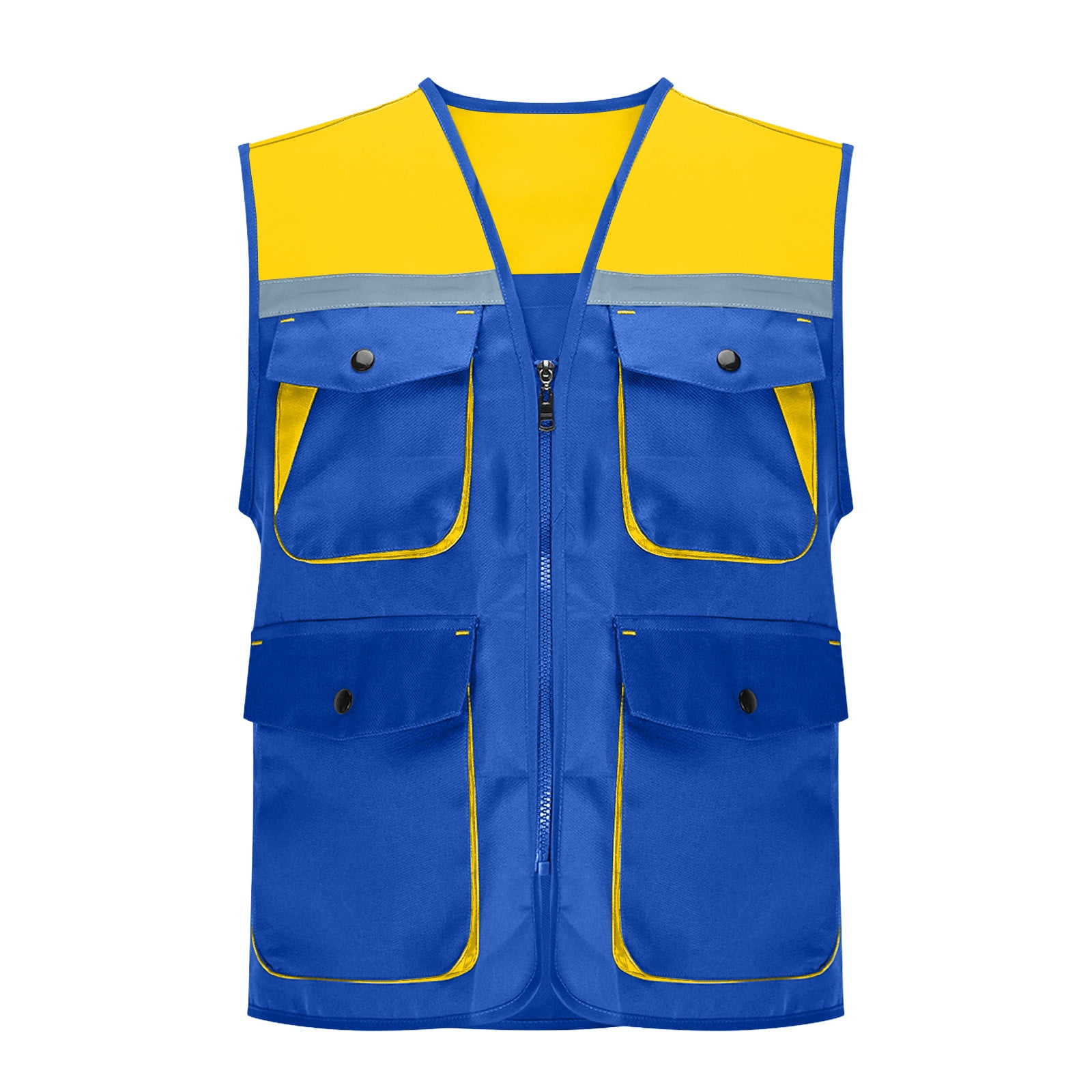VBTAPA Reflective Working Vest for Men Women Color Block Zip Up