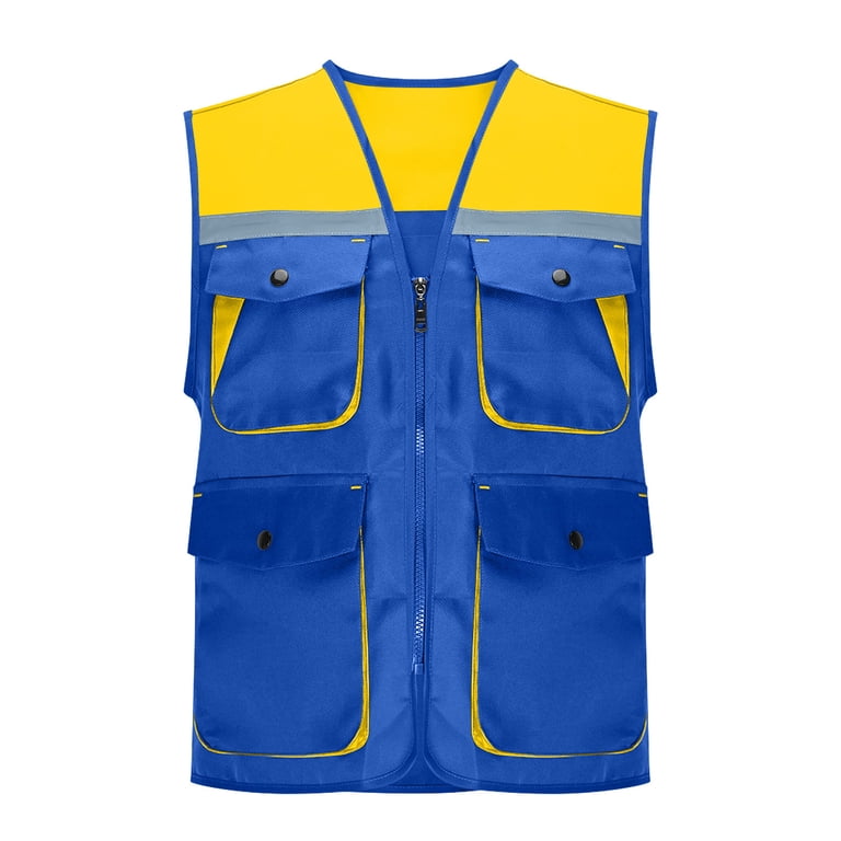 VBTAPA Reflective Working Vest for Men Women Color Block Zip Up