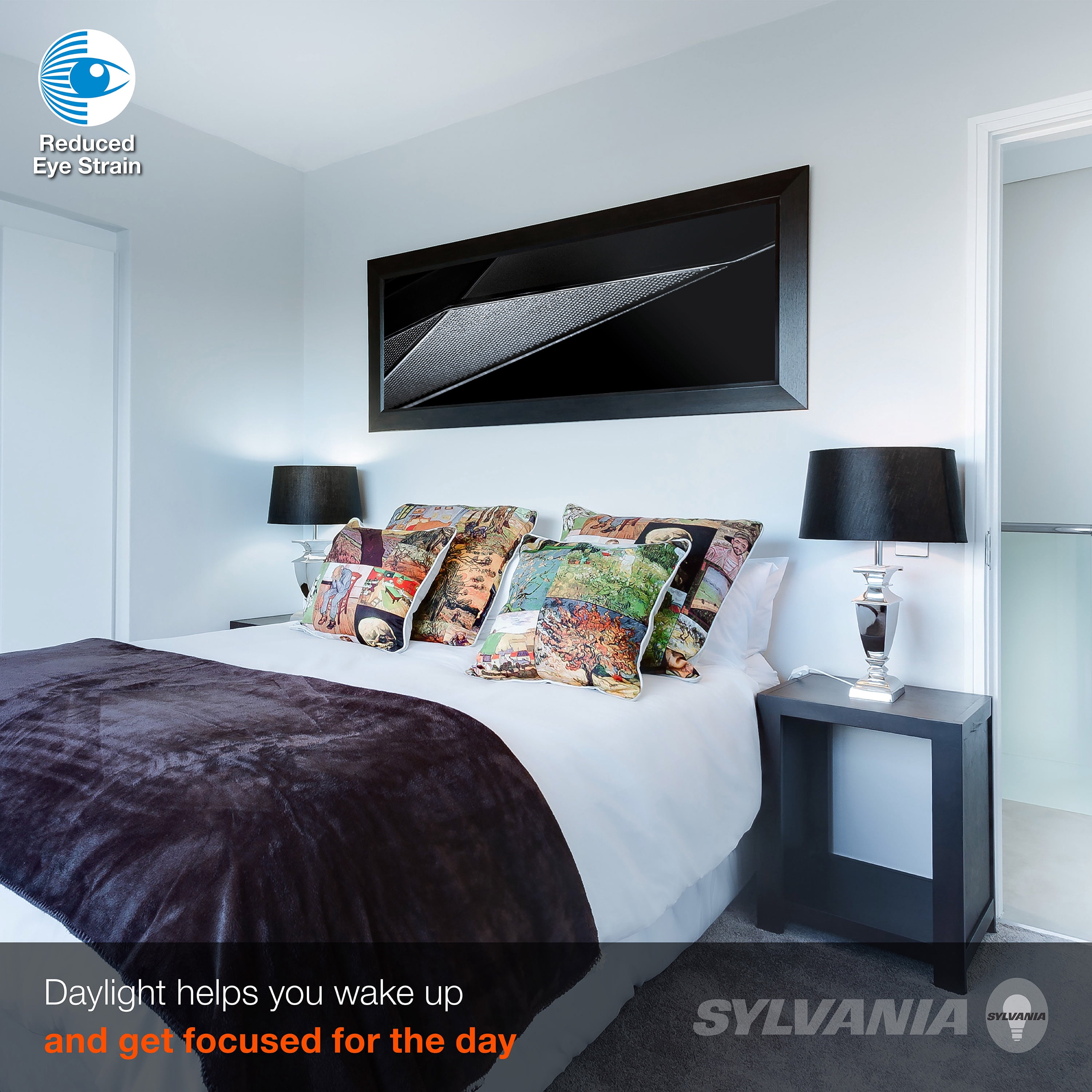 SYLVANIA LED Reduced Eye Strain Light Bulb, A19, 8W, Dimmable, Frosted 5000K, Daylight, 4 Pack