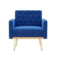 thumbnail image 4 of Sillón de terciopelo Sofá único Sillas de lectura laterales tapiceadas modernas con brazo y pierna de metal de oro para sala de estar dormitorio, 4 of 5