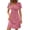 Pink, variant on EASYBRA Women V Neck Short Sleeve Ruched A Line Midi Dress High Waist Summer Casual Fit and Flare Solid Color Dress