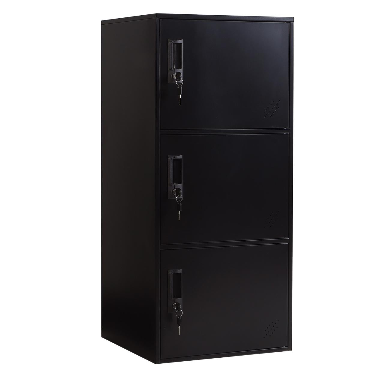 3 Door Vertical Stackable Storage Cabinet with Lock,Anti-Failing Device, Metal Lcoker,Organizer for Office, Home, Gym, School,Employee,Kids.