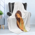thumbnail image 4 of Yoga Soft Flannel Fleece Throw Blanket, Cartoon Young Long Haired Girl in Greeting Pose Namaste Practicing Yoga, Cozy Plush for Indoor and Outdoor Use, 50" x 60", Multicolor, by Ambesonne, 4 of 5