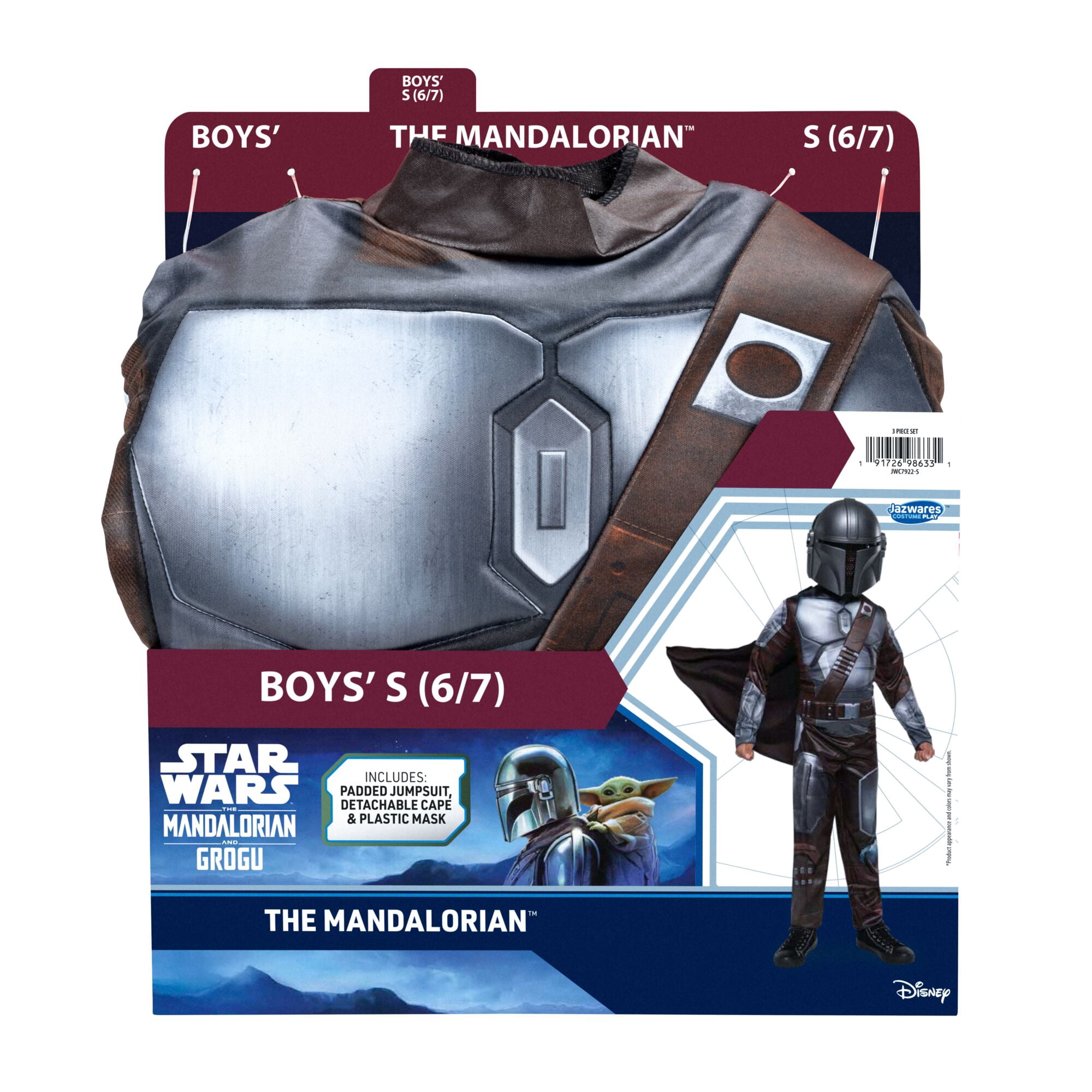 Marvel's Mandalorian Halloween Costume for Children, Boy's Size S (6/7), by Jazwares
