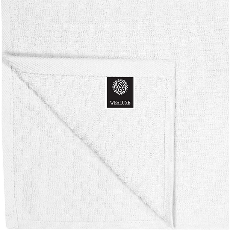 White Classic Dish Towel Set, 12 Pack Kitchen Dish Hand Towels 100% Cotton  Dobby Weave, 410 GSM Absorbent Kitchen Hand Towels, Washable Terry Home  Cleaning Cloth, 15x26 inch, White