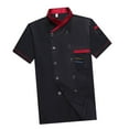 thumbnail image 5 of Unisex Jacket Waiter Waitress Short Sleeve Breathable Coat Shirt Comfortable Workwear Chef Clothes for Hotel, Restaurant, Size Black, 5 of 6