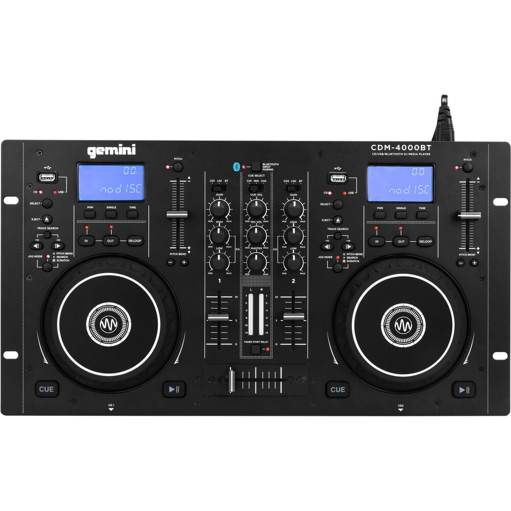 Gemini CDM-4000BT Dual DJ CD/USB Media Player  w/Bluetooth/Mixer+Mic+Cable+Case