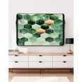 thumbnail image 3 of Outdoor TV Cover 40 to 43 Inch Weatherproof, Dark&nbsp;Green Marble Waterproof TV Screen Protector for Outside Decor with Zipper and Pocket 40"L x 25"H , Gold Hexagon Geometric Modern Pattern, 3 of 7