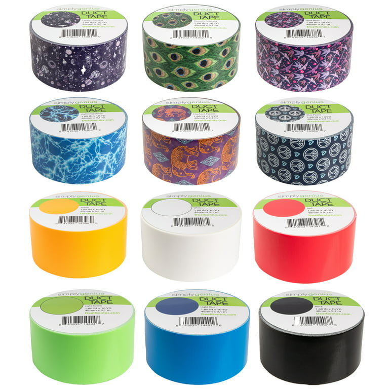 GiftExpress 12 Assorted Colored Duct Tapes 10 Yards x 2 Inch Rolls,12 Multi  Purposes Bright