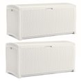 thumbnail image 1 of Suncast Boîte en Résine Osier pour Terrasse Jardin Garage Maison 99 Gallons, Blanc (2 Pack), 1 of 4