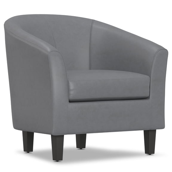 Simpli Home Austin 30 inch Wide Contemporary Tub Chair in Stone Grey Vegan Faux Leather