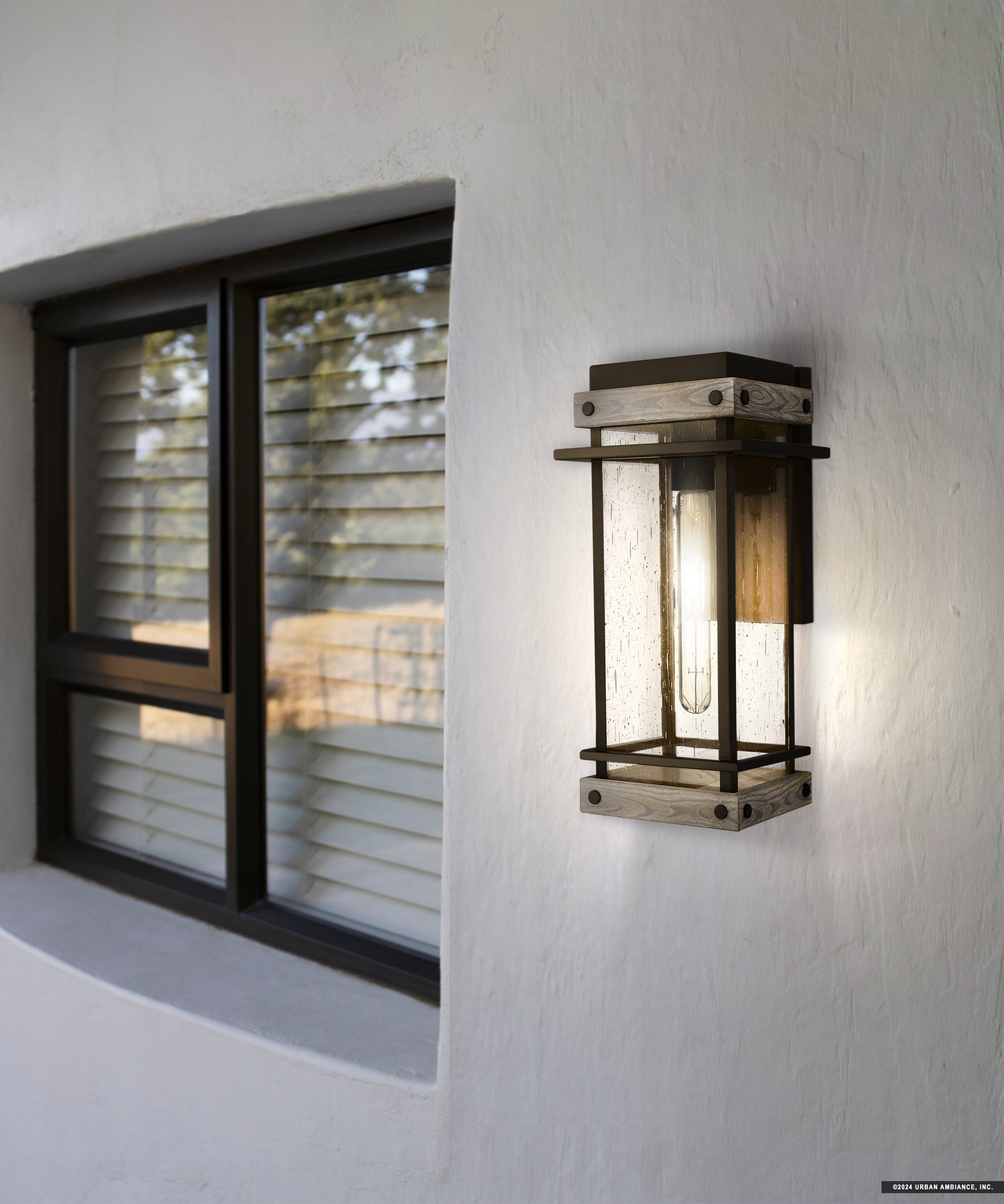 Luxury Modern Farmhouse Wall Sconce, Small Size: 15.5''H x 7.5''W, with Modern Rustic Style Elements, Matte Black Finish, UQL1931 from the Munich Collection by Urban Ambiance