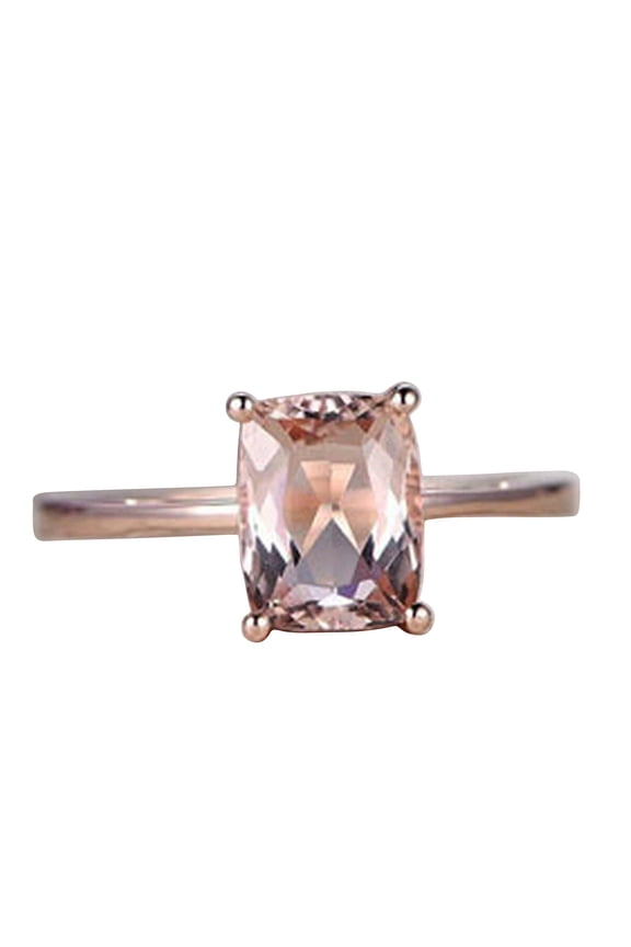 4 Carat 10mm Cushion Pink Solitaire Morganite Engagement Ring Diamond Moissanite 10K rose gold