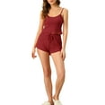 thumbnail image 2 of Conjuntos de pijama para mujeres INSPIRE CHIC, camisetas de punto con pantalones cortos, 2 piezas, ropa de dormir, L rojo, 2 of 6