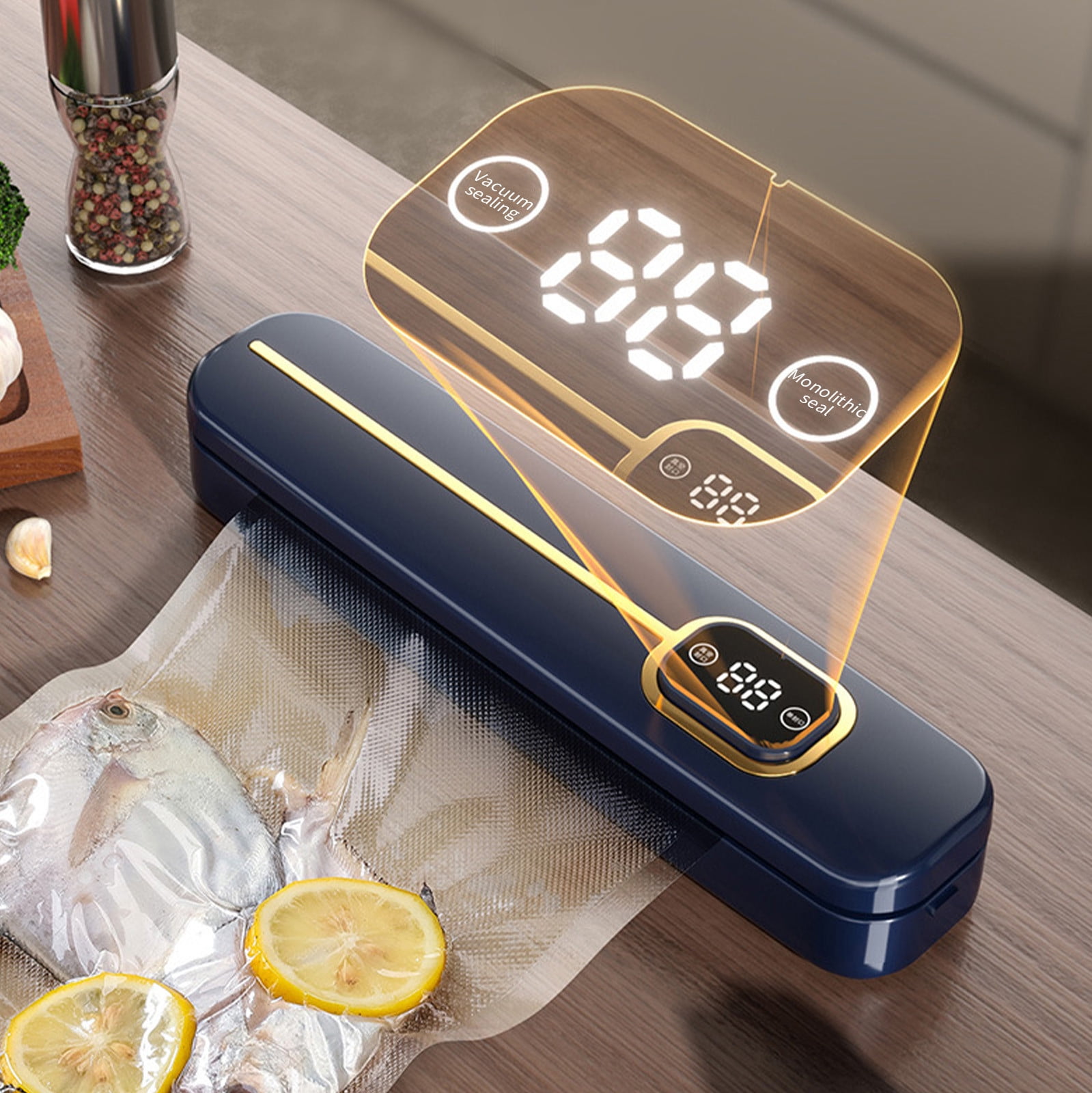 Automatic Food Vacuum Sealer Machine Compact Kitchen Sealing System for Food Preservation Fresh Storage Continuous Sealing LED Indicator USA Plug Included