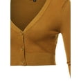 thumbnail image 4 of A2Y Women's Solid Cropped Bolero 3/4 Sleeve Button Down V-Neck Cardigan Sweater Bronze 4XL, 4 of 5