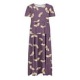 thumbnail image 4 of SEMPAI Up to 60% Off Summer Dresses Summer Dresses for Women 2025 Short Sleeve Crew Neck Print Long Sundresses Casual for Casual Women's Plus Dresses, 4 of 6