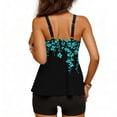 thumbnail image 4 of CLOISE Swimwear Tankini for Women 2 Piece Bathing Suit with Boy Shorts Full Coverage Flowers Swimsuits Vacation Beachwear, 4 of 7