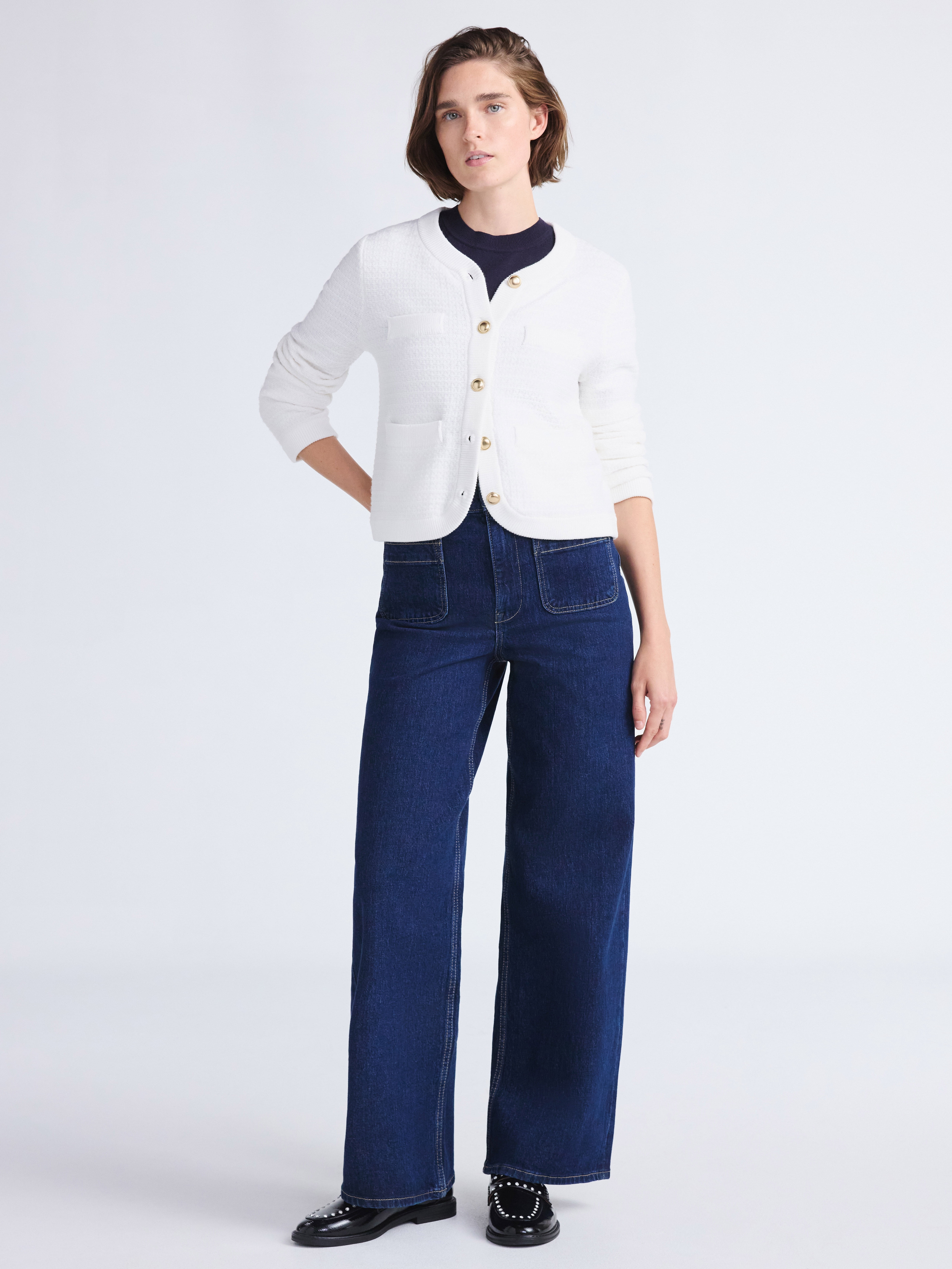 Free Assembly Women's and Women's Plus Textured Cardigan Sweater with Welt Pockets, Lightweight, Sizes XS-4X