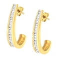 thumbnail image 4 of 10K Yellow Gold 1ct TDW Channel Set Diamond J-Hoop Earrings (H-I,I1-I2), 4 of 7