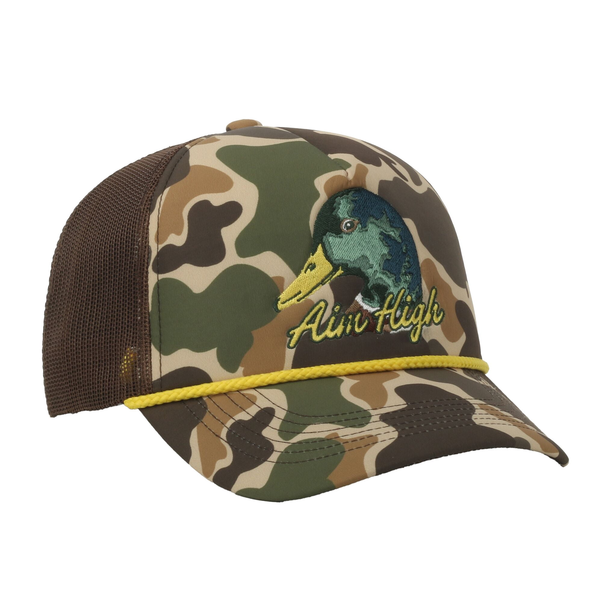 Outdoor Cap Woodland Camo 5-Panel Cap – Foam Front, Pre-Curved Visor, Snapback, One Size