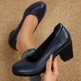 thumbnail image 3 of Pennysue Women's Low Chunky Heel Pumps Navy Closed Toe Shoes 11M, 3 of 7