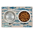 thumbnail image 1 of Fish Pet Mat for Food and Water, Vintage Style Group of Various Different Fish Animals Seafood Theme Grunge Effect, Non-Slip Rubber Mat for Dogs and Cats, 18" X 12", by Ambesonne, 1 of 2