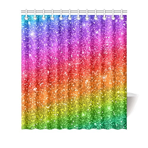 Stunning shower curtains multi colored Mkhert Multicolored Rainbow Glitter Sparkling Waterproof Shower Curtain Decor Fabric Bathroom Set 66x72 Inch Walmart Com