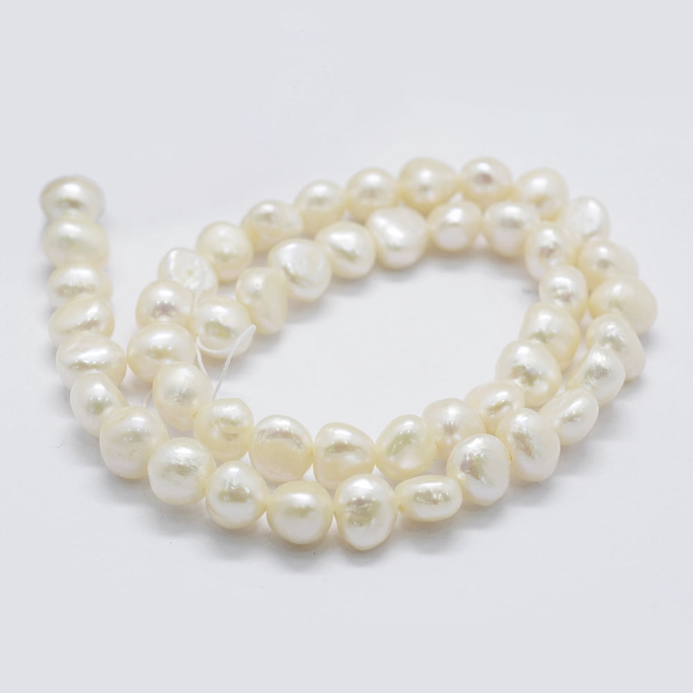 Natural Cultured Freshwater Pearl Beads Strands Two Sides Polished Old Lace 7.5~10x7~9x5~7mm Hole: 0.2mm about 42pcs/strand 13.7 inch